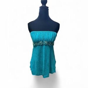 Y2K mermaid sequin bandeau top teal fairy core 2000s babydoll tube whimsy vtg